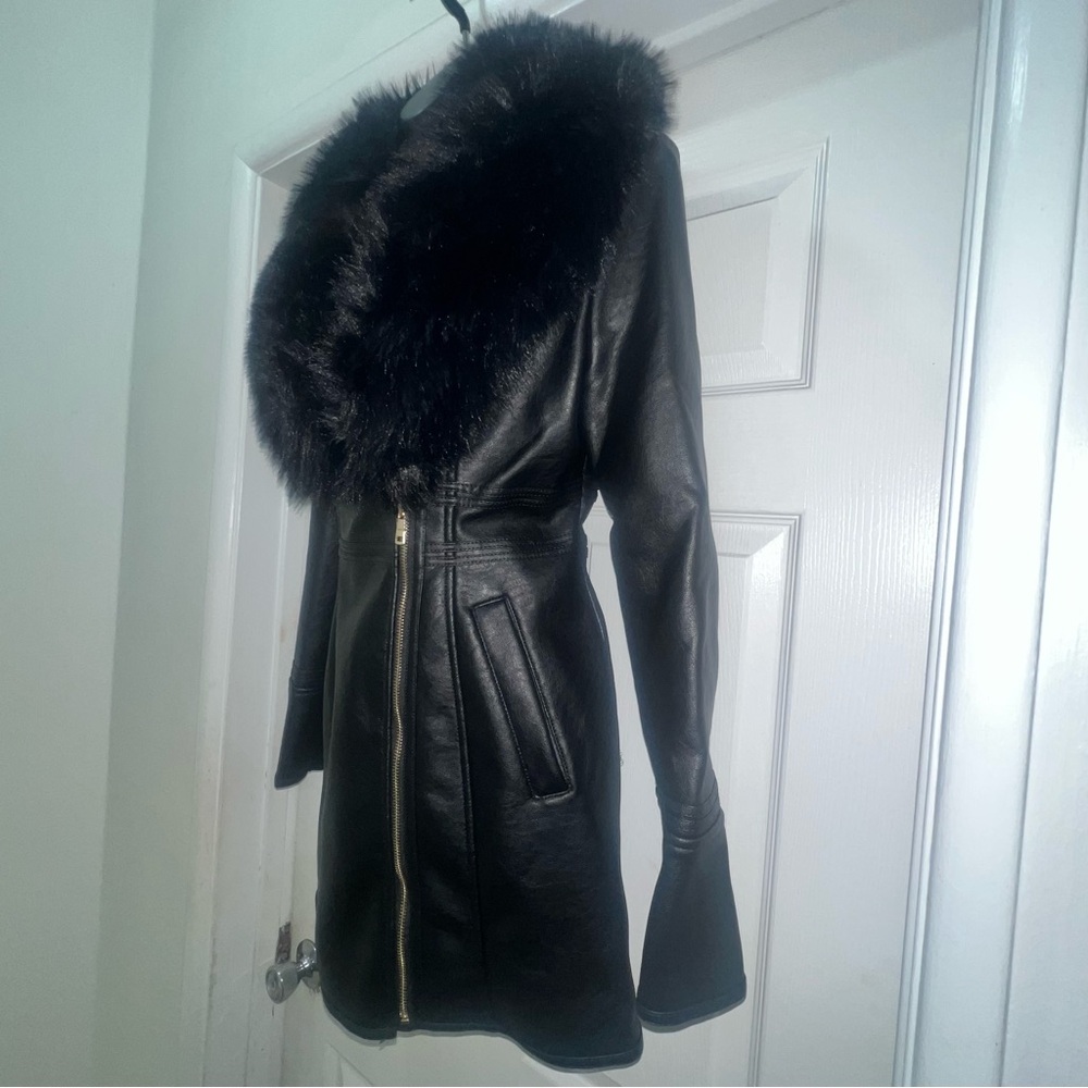 B.coature women's faux leather and fur jacket size medium M - Picture 3 of 8